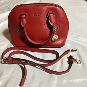 DKNY Bryant Dome Satchel Red Women's Bag with Detachable Strap